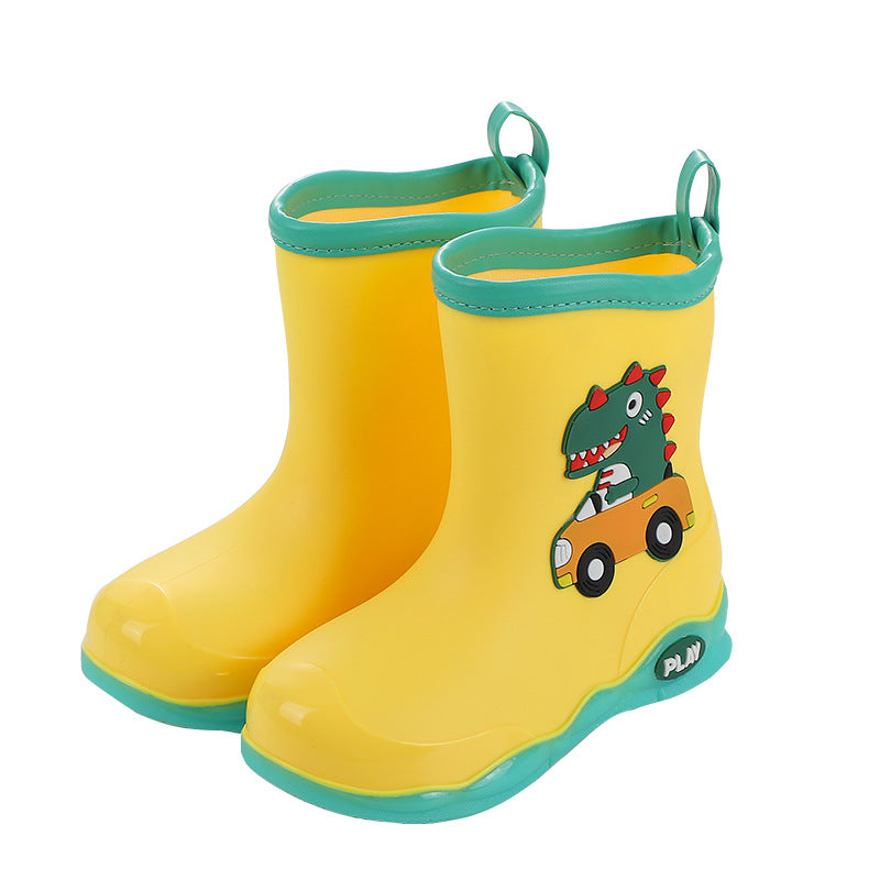 2022 new children's rain boots baby rain boots cute cartoon water shoes outdoor waterproof non-slip dinosaur boys and girls shoes 