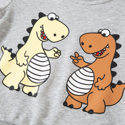 2024 children's clothing autumn children's new wholesale dinosaur cartoon sweatshirt boys and girls pure cotton tops one piece consignment 