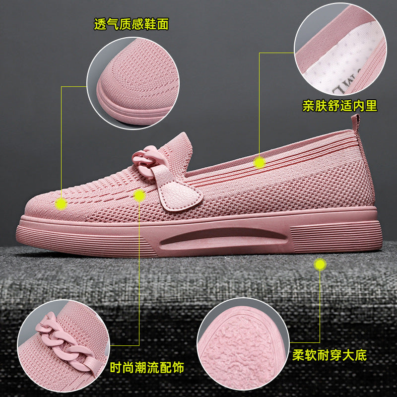 Shoes women's 2023 new foreign trade women's shoes comfortable flying weaving mother shoes slip-on comfortable cross-border women's single shoes