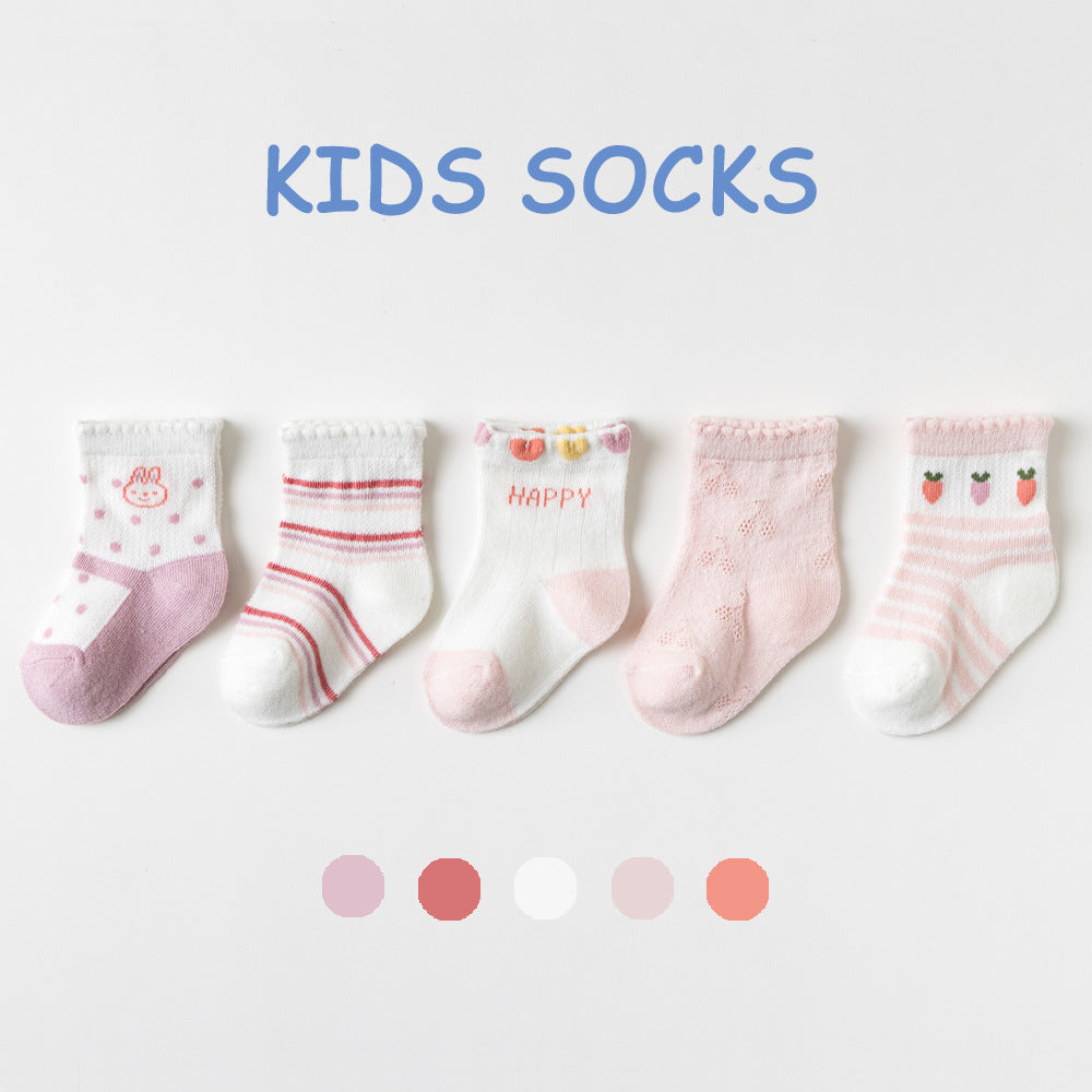 2023 Children's Socks Spring and Summer Mesh Sports Breathable Cotton Medium Tube Durable Baby Baby Socks Manufacturer Wholesale 