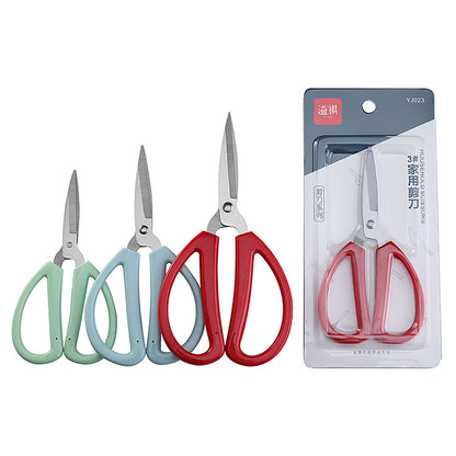 Stainless steel household scissors red handle large red paper-cut student small office stationery handmade tailor civilian scissors 