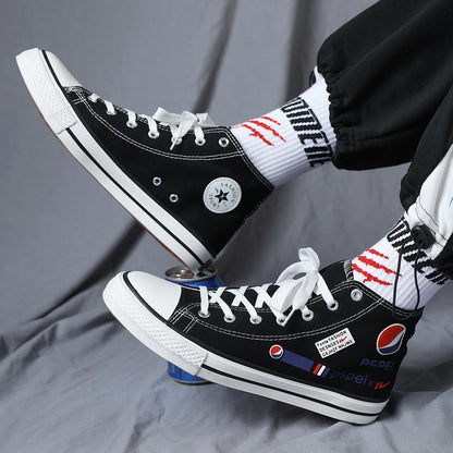 2023 new shoes Pepsi-Cola joint college style limited edition trend all-match high-top male student canvas shoes 