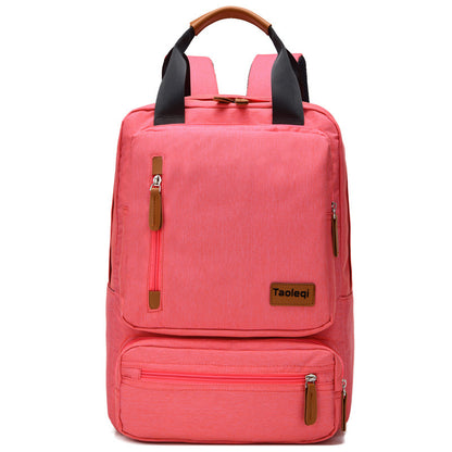 Kabinu casual backpack, middle school and high school student bag, contrast color mommy bag, Oxford cloth business computer bag 