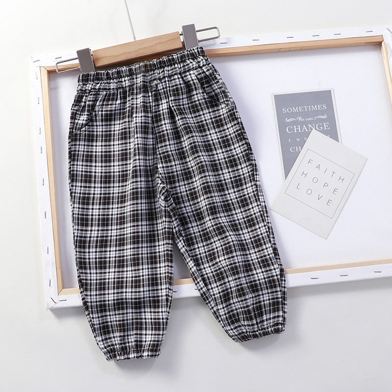 ကလေးဘောင်းဘီ ကလေး Plaid Pants ခြင်နှိမ်နင်းရေး ဘောင်းဘီ ဖက်ရှင်ကျကျ ပေါ့ပေါ့ပါးပါး ဘောင်းဘီ Single Pants Spring and Autumn Girls Baby Trendy Wholesale Dropshipping 