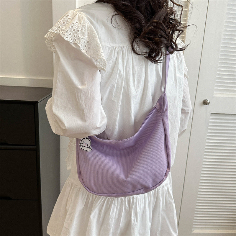 Korean version of the new candy-colored waffle literary cross-border student versatile simple daily ladies shoulder crossbody bag 