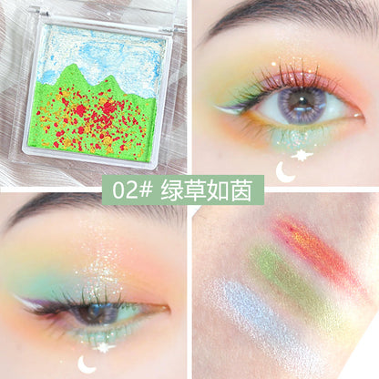 Color allure new landscape eyeshadow palette, sparkling stage makeup, delicate girl cross-border eyeshadow makeup 