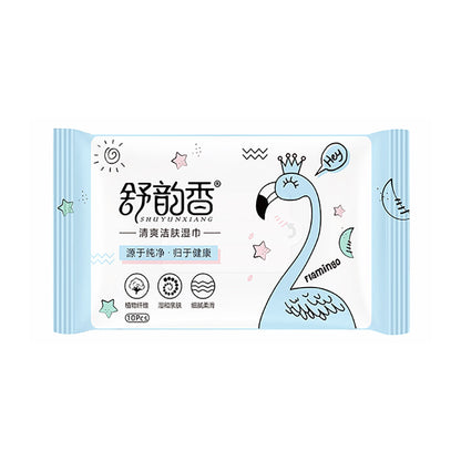 Shuyunxiang small package 10 wet wipes portable baby hand and mouth wet wipes non-woven wet wipes affordable wholesale 