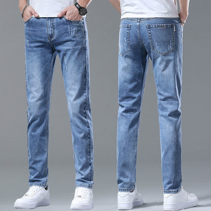 2023 New Jeans Men's Straight Slim Elastic Casual Pants Teen Trend Men's Long Pants လက်ကား