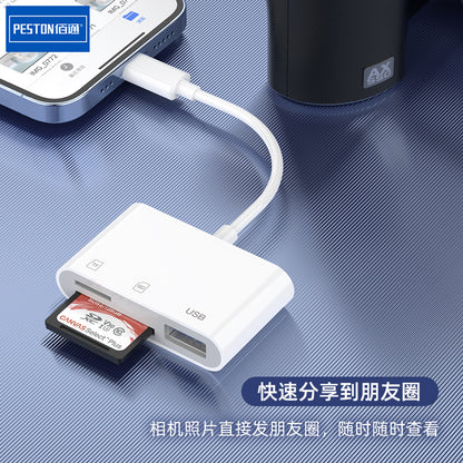 iPhone 3-in-one USB3.0 multi-function SD ကတ် TF ကတ်ဖတ်စက် မိုဘိုင်းလ်ဖုန်း တက်ဘလက် otg converter အတွက် သင့်လျော်သည်။