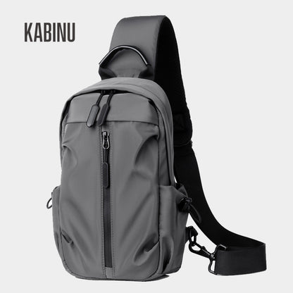 Kabinu new chest bag outdoor casual shoulder bag business commuter mobile phone bag solid color lightweight messenger bag men's trendy 