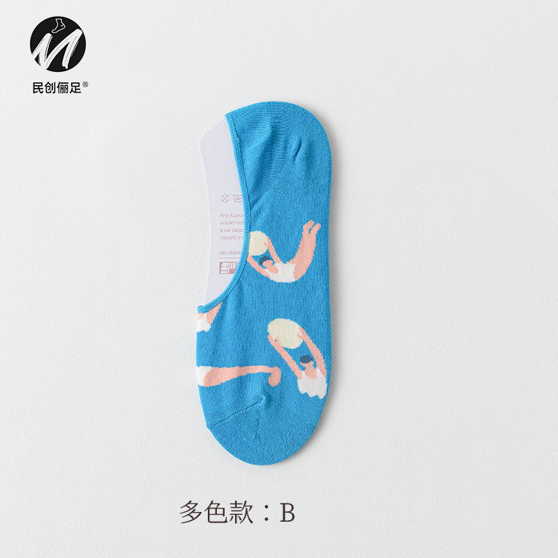 Invisible socks women's non-slip and shallow mouth spring and summer thin cotton Japanese summer women's socks boat socks women 