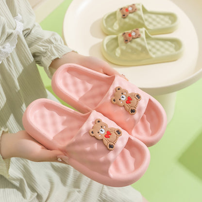 EVA soft bottom home slippers female summer wear cute bear home cool home indoor bathroom bath sandals non-slip 