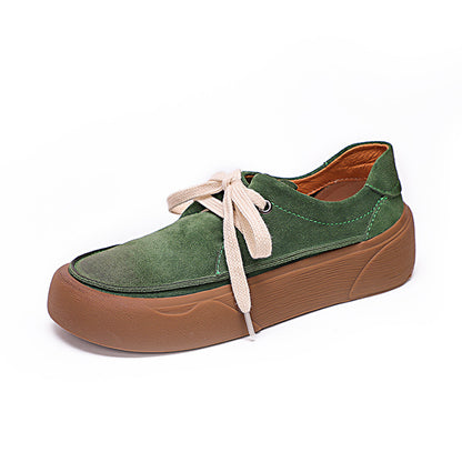 Matte cowhide thick-soled single shoes 2022 new retro forest style platform shoes lazy slip-on four seasons small leather shoes 