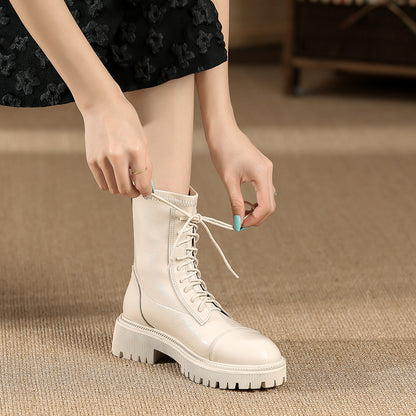 White Martin boots women's 2023 new women's spring and autumn explosive short boots summer thin boots breathable thick-soled boots 