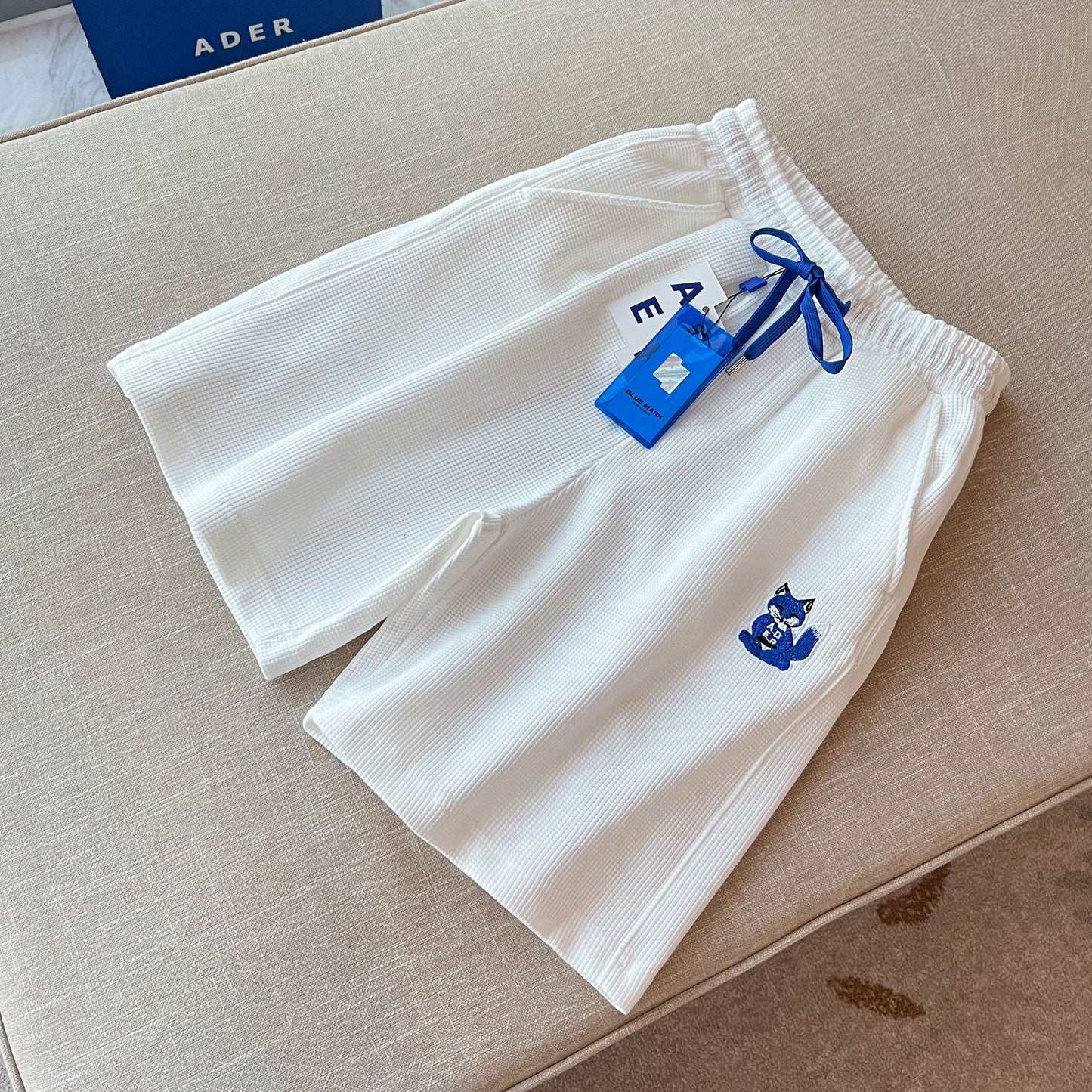 ADER summer new shorts fox joint embroidery waffle five-point pants Korean version of men's and women's loose shorts 