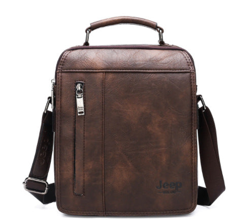 European and American foreign trade business men's bag men's shoulder bag large-capacity handbag vertical briefcase soft leather men's messenger bag 