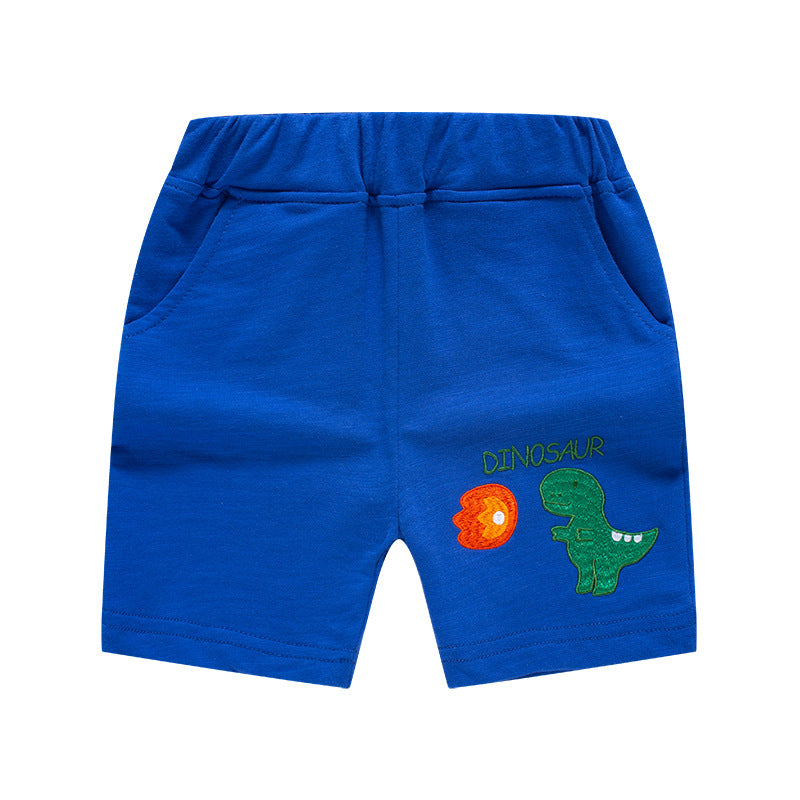 New Korean Style Summer Children's Shorts Cartoon Dinosaur Rusty Pants Boys' Fifth Fifth Pants One Piece ကလေးအဝတ်အထည် လက်ကား 