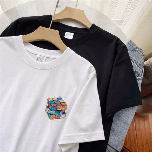 230g heavy t-shirt men's summer clothes American high street half-sleeved trendy brand trend men's short-sleeved cotton tops 