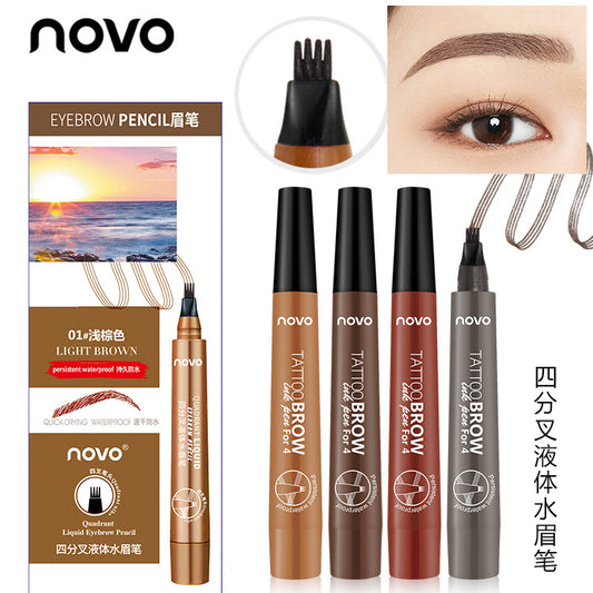 NOVO5247双头四分叉液体眉笔多色访水彩妆染眉广州爱莉彩妆批发