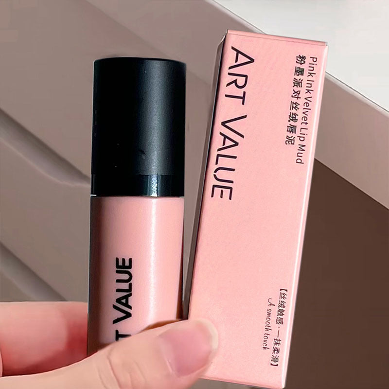 အနုပညာတန်ဖိုး~Pink Party Velvet Lip Mud Soft Mist Matte Whitening Lip Glaze Pseudo-Essence ဘက်စုံ တတ်နိုင်သော လက်ကား 