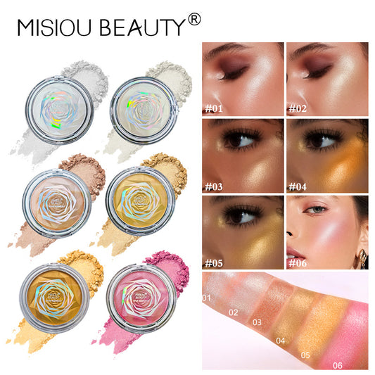 Cross-border rose single-color high-gloss eyeshadow Cowherd and Weaver Girl pearlescent fine flash easy to smudge waterproof non-smudge eyeshadow palette 