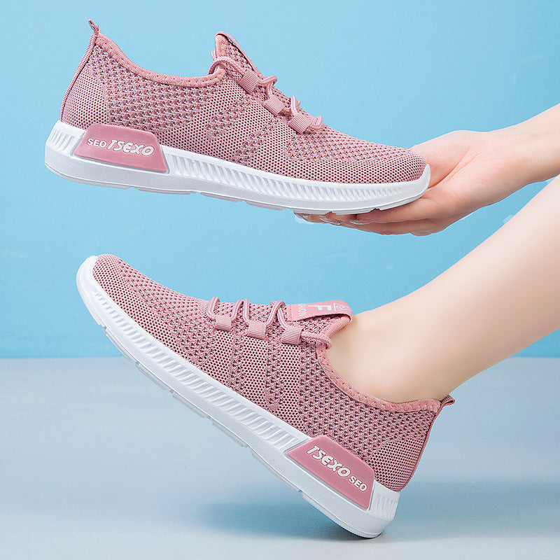 Shoes women's 2023 new foreign trade women's shoes flying woven single shoes soft bottom breathable shoes casual sports shoes women 