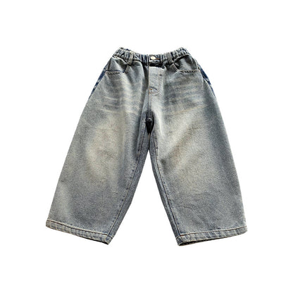 Boys Pants Children Jeans Spring and Autumn Straight Pants 2024 Autumn New Style Little Boys Loose Casual Pants 