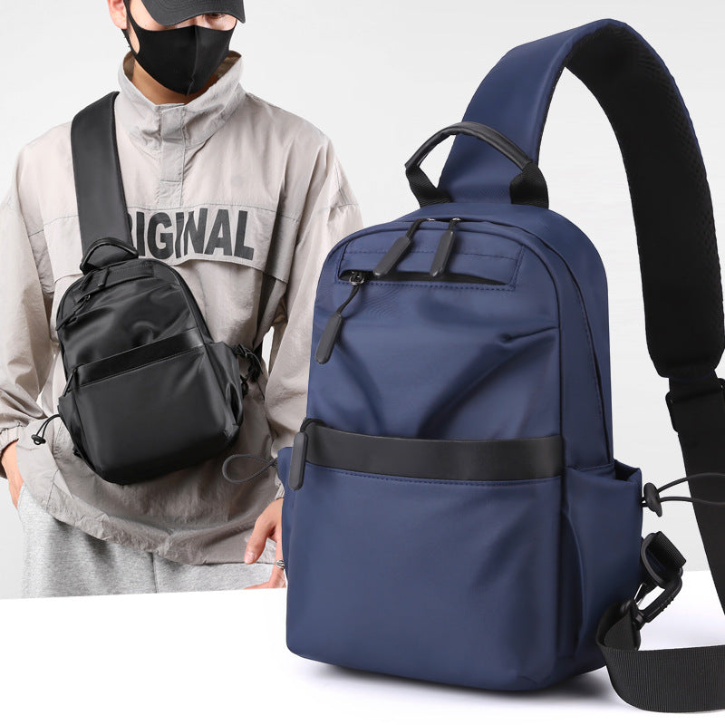 Trendy Men's Messenger Bag Large Capacity Sports Chest Bag Anti-Splash Chest Bag Outdoor Shoulder Bag Small Backpack 