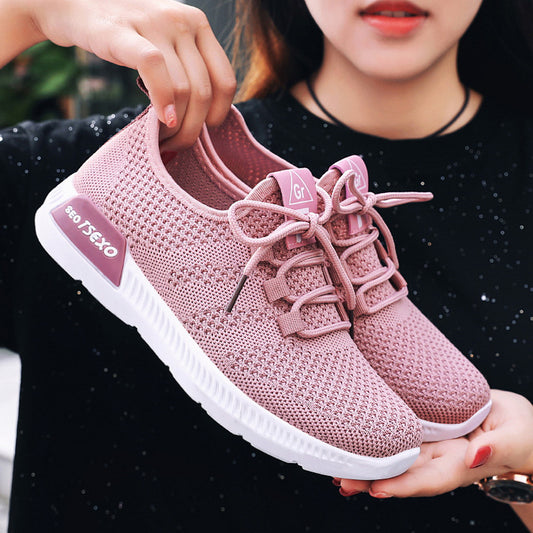 Shoes women's 2023 new foreign trade women's shoes flying woven single shoes soft bottom breathable shoes casual sports shoes women 