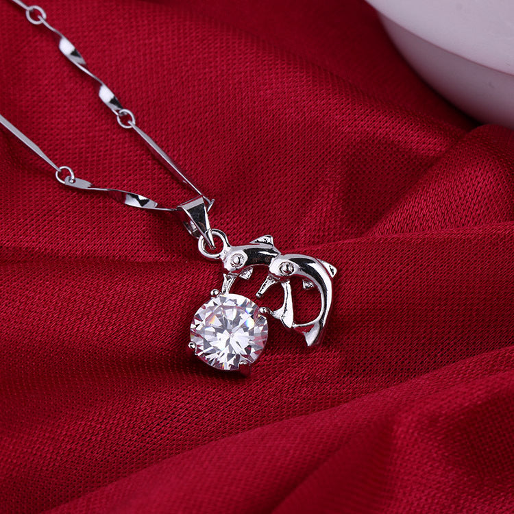 Korean version of the best-selling necklace collection color-preserving hypoallergenic zircon necklace simple temperament geometric heart-shaped necklace for women 