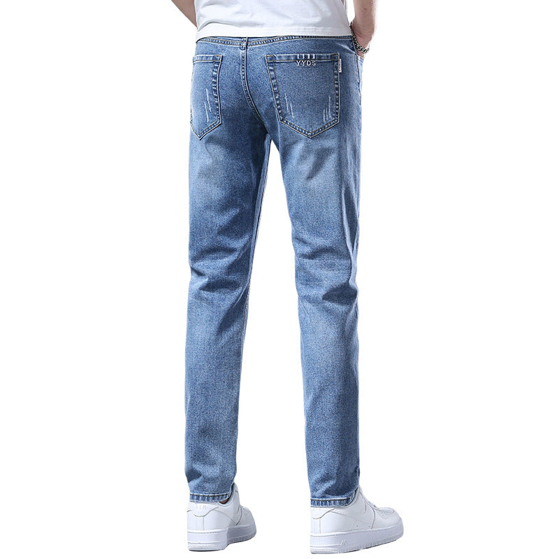 2023 New Jeans Men's Straight Slim Elastic Casual Pants Teen Trend Men's Long Pants လက်ကား