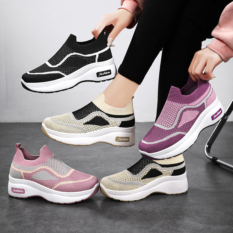 Mother's shoes 2023 summer thick-soled casual wind women's shoes manufacturers wholesale generation increase shoes mesh breathable shoes women 