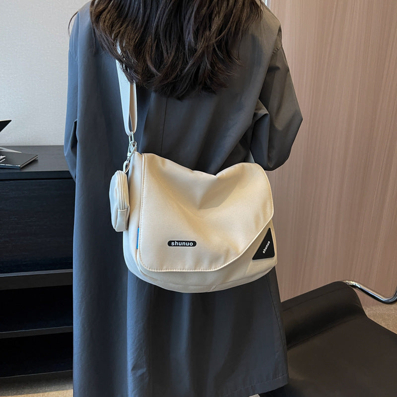 Large-capacity fashion bag for women, Korean version of campus student tutoring bag, new canvas bag, simple casual solid color women's bag 