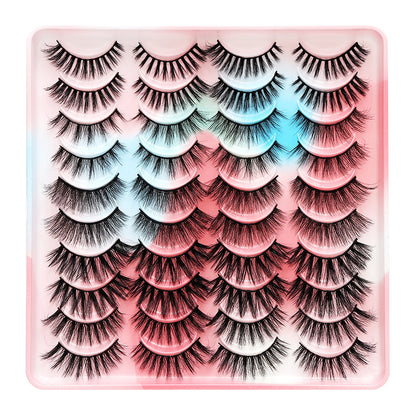 dingsen false eyelashes factory cross-border stable supply of 20 pairs of eyelashes with natural thick one-piece eyelashes 