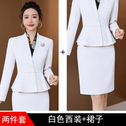 Professional suit female skirt suit white suit jacket suit fashion 4S business formal dress female beautician overalls 