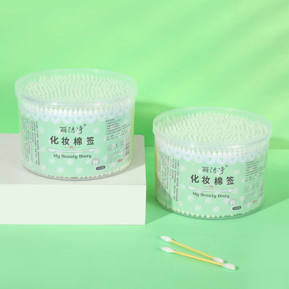 Ten Yuan Store large box of 500 disposable makeup bamboo stick cotton swabs with a pointed end and a round end 