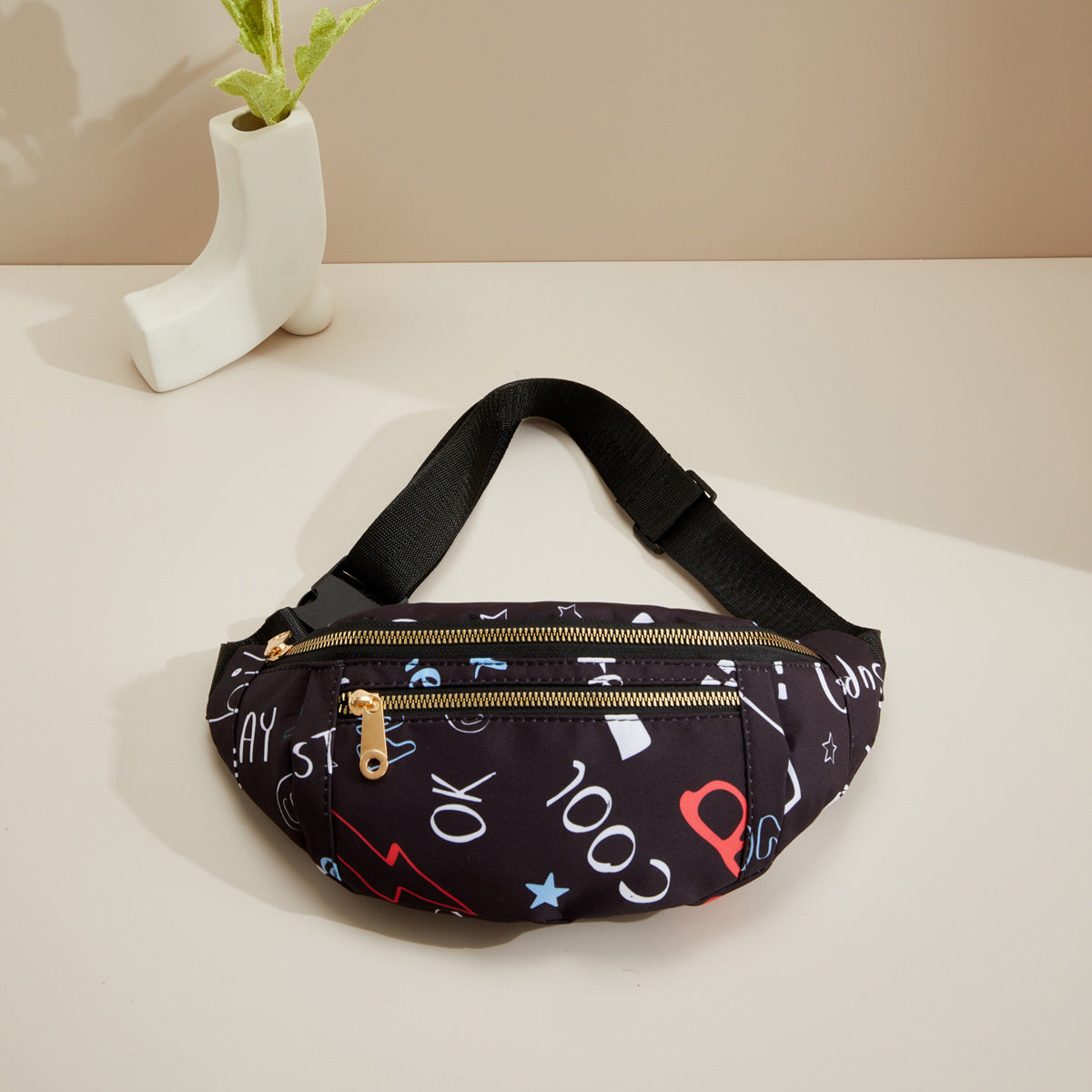 Cross-border best-selling women's waterproof waist bag, fashionable shoulder crossbody bag, multi-layer casual bag, retro travel travel bag 