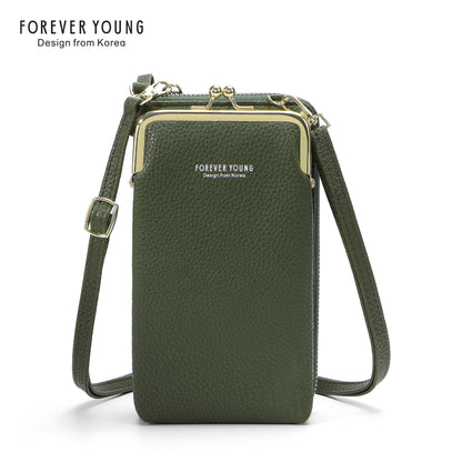 foreveryoung mobile phone bag crossbody Women's bag ရိုးရှင်းပြီး ခေတ်ဆန်သော လိုက်ချီးပုံစံ ကြီးမားသောစွမ်းရည်အကြွေစေ့ပိုက်ဆံအိတ် နိုင်ငံခြားရောင်းဝယ်ရေး 