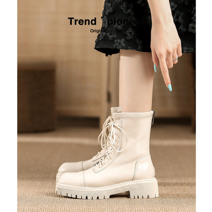 White Martin boots women's 2023 new women's spring and autumn explosive short boots summer thin boots breathable thick-soled boots 