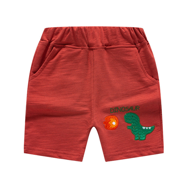 New Korean Style Summer Children's Shorts Cartoon Dinosaur Rusty Pants Boys' Fifth Fifth Pants One Piece ကလေးအဝတ်အထည် လက်ကား 