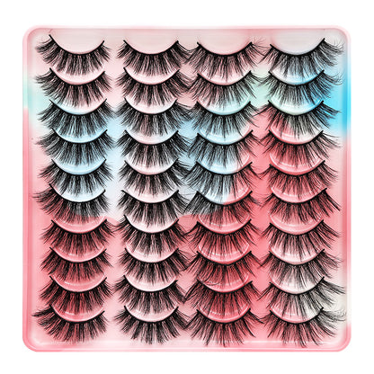 dingsen false eyelashes factory cross-border stable supply of 20 pairs of eyelashes with natural thick one-piece eyelashes 