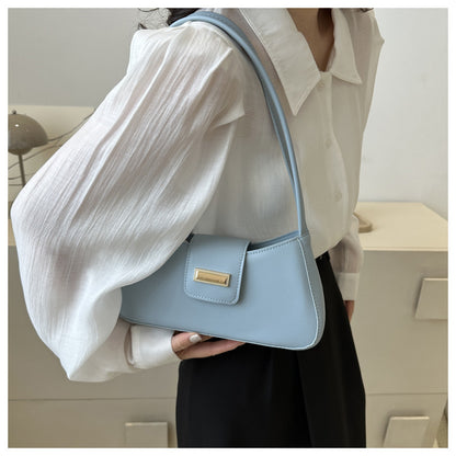 High-quality French-style niche bags 2024 new women's bags solid color popular crossbody shoulder underarm bag baguette bag 