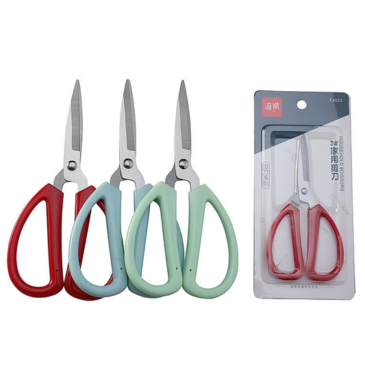 YJ023 stainless steel scissors red handle No. 3 handmade office household scissors soft handle civilian scissors art office scissors 