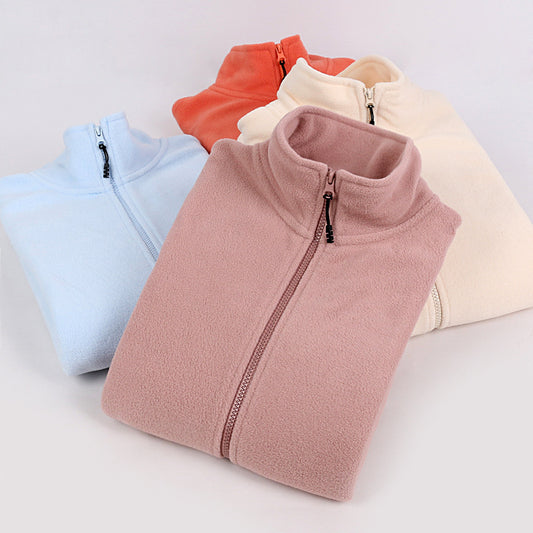 2022 winter new polar fleece cardigan sweater long-sleeved zipper sports outdoor trend stand-up collar top coat 