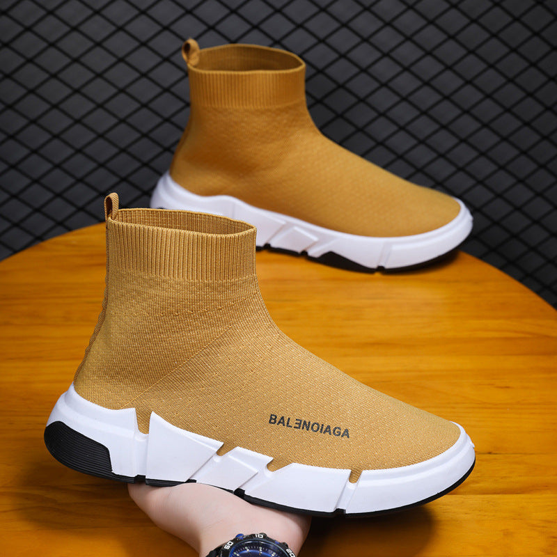 New trendy men's shoes summer single-layer thin socks shoes men's breathable slip-on high-top student sports shoes men 