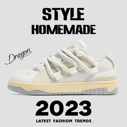 2023 new daddy shoes ins all-match couple sports thick bottom increased retro casual shoes niche homemade sneakers 