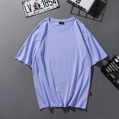 Dropped shoulders loose bat sleeve mid-sleeve blank solid color T-shirt half-sleeve advertising shirt wholesale class service hip-hop pure cotton 