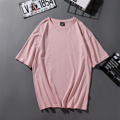 Dropped shoulders loose bat sleeve mid-sleeve blank solid color T-shirt half-sleeve advertising shirt wholesale class service hip-hop pure cotton 