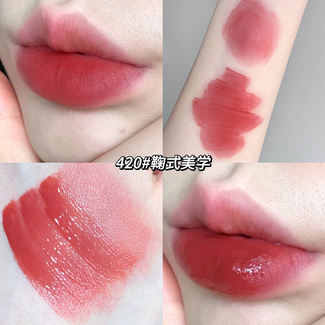 Gege bear clear water mist lip glaze အရောင်ကြာရှည်ခံ နူးညံ့သော matte နှုတ်ခမ်းနီ ရေစိုတောက်ပသော နှုတ်ခမ်းသားကို လိမ်းပေးသော နှုတ်ခမ်းနီ 