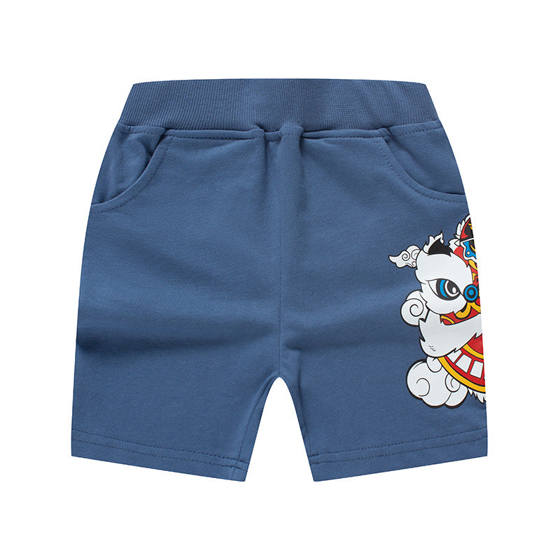 2024 Chinese style tiger year lion dance children's shorts boys shorts national trend baby summer clothes pure cotton manufacturers wholesale 